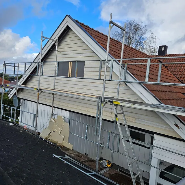bytting av liggende kledning, vindskier og vinduer